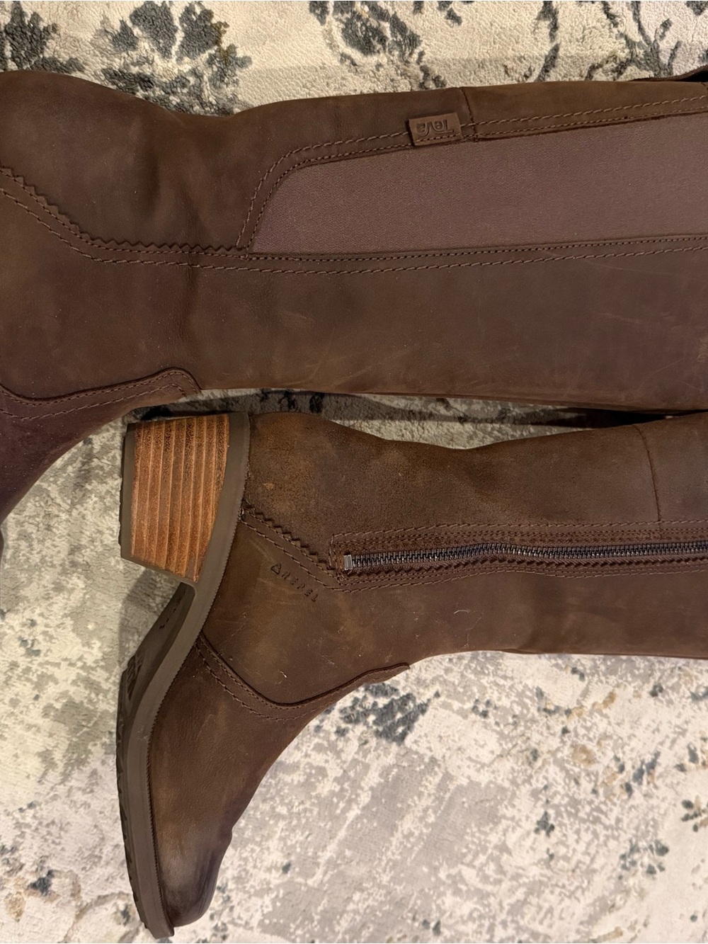 Teva Men's Dark Brown Leather Zip Riding Boots